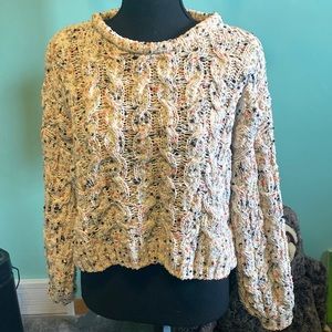 Jessica Simpson Small White Ballon Sleeve Sweater EUC